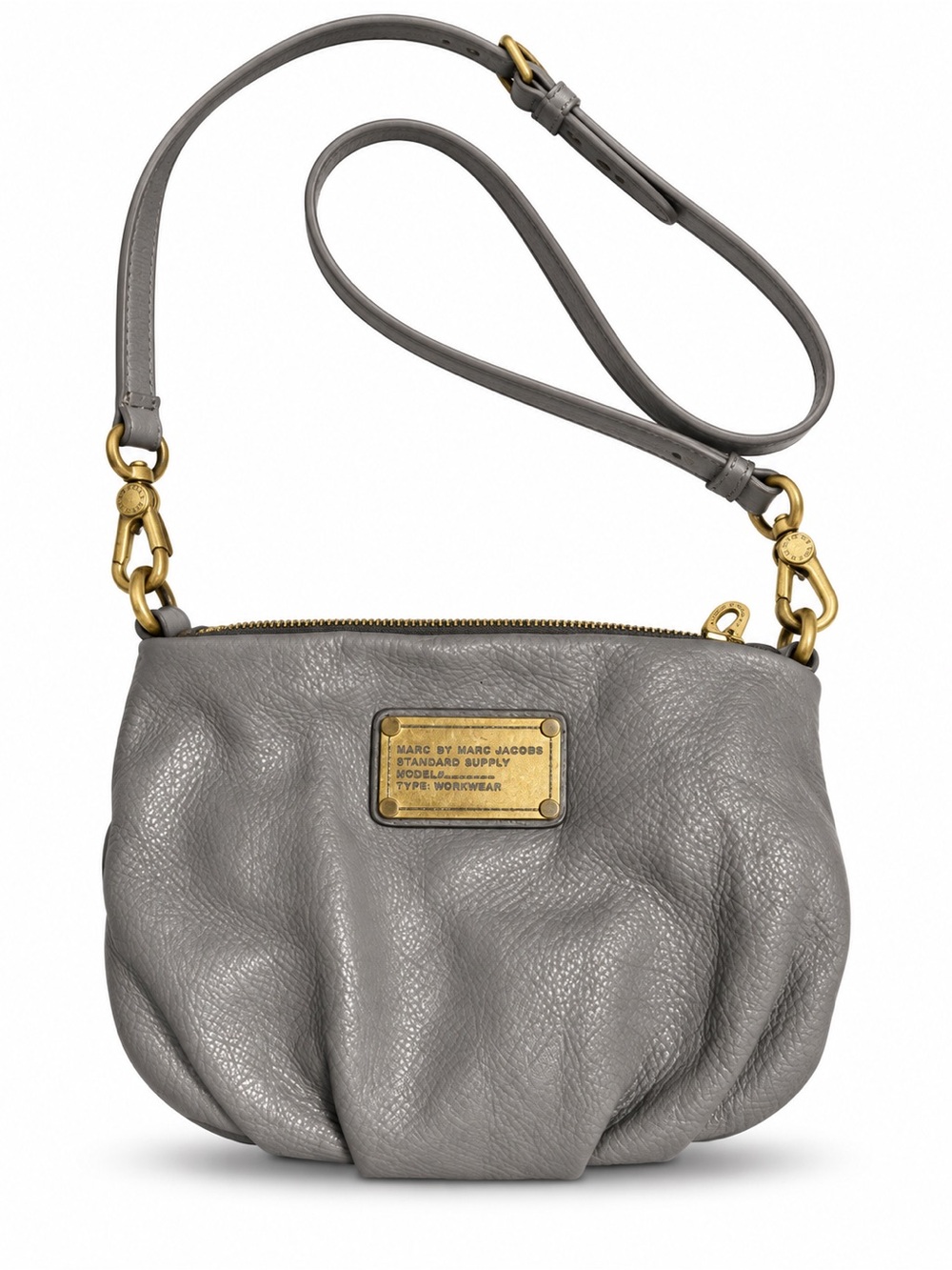 Marc by Marc Jacobs Gray Leather Crossbody with Gold Plate